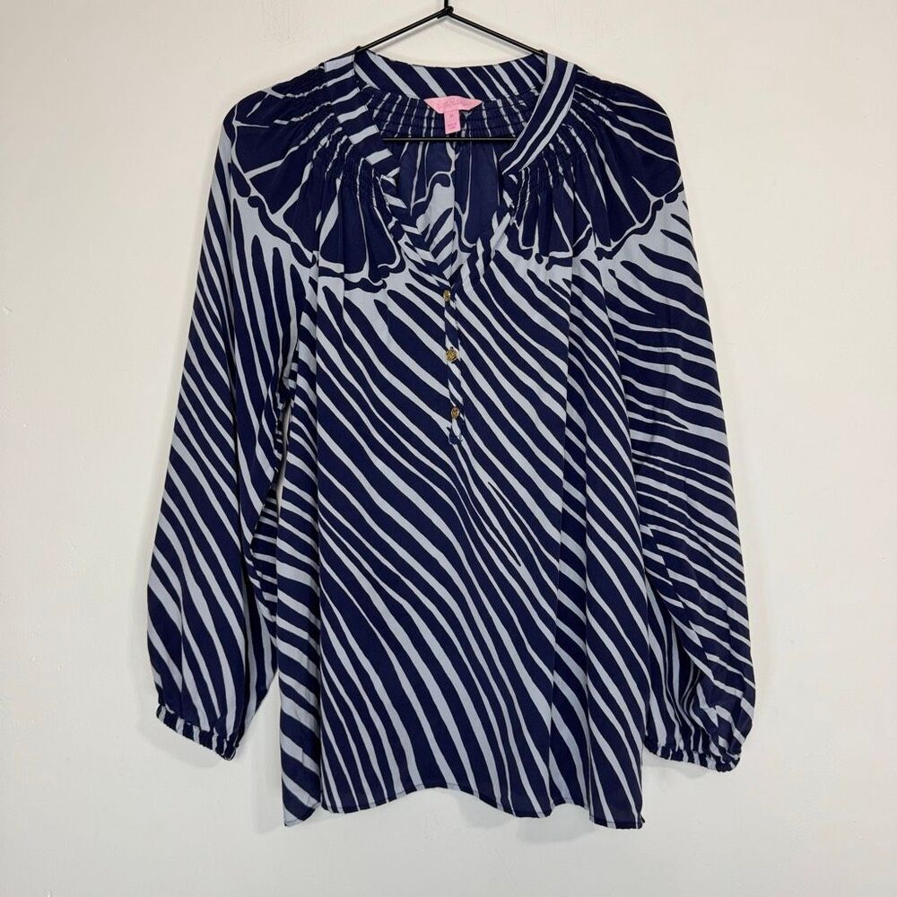 Lilly Pulitzer Elsa Shimmy Shell Striped Top M